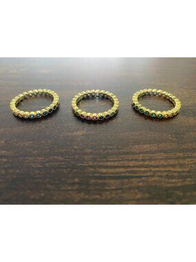 Gold Plated Eternity Ring With Multi-Color Cubic Zirconia Stones Size 10 Stackab